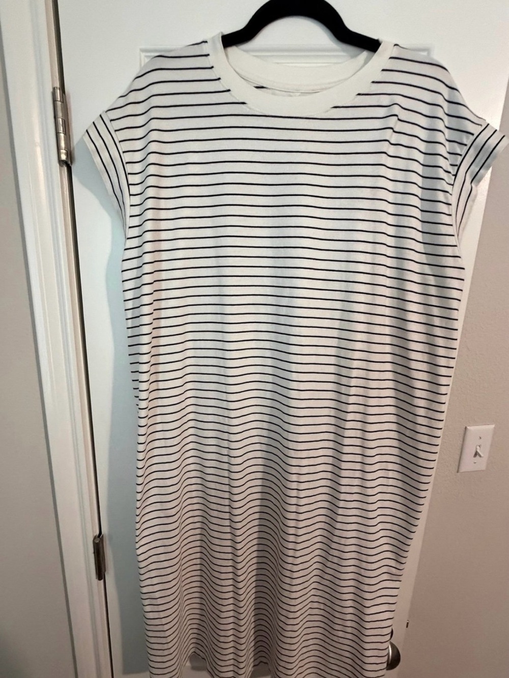 Black & White Striped T-Shirt Dress, XXL